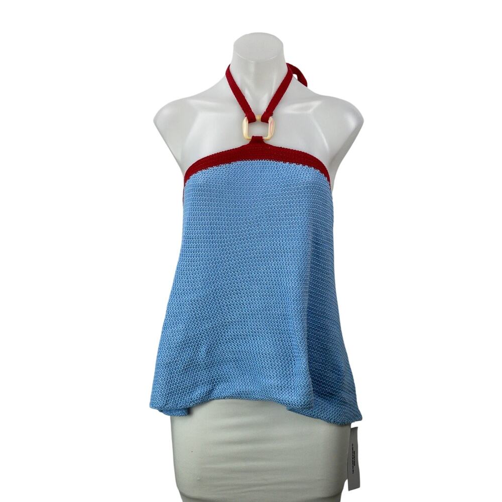 NEW Princess Polly Contradiction Hardware Detail Blue Sleeveless Halter Top M/L